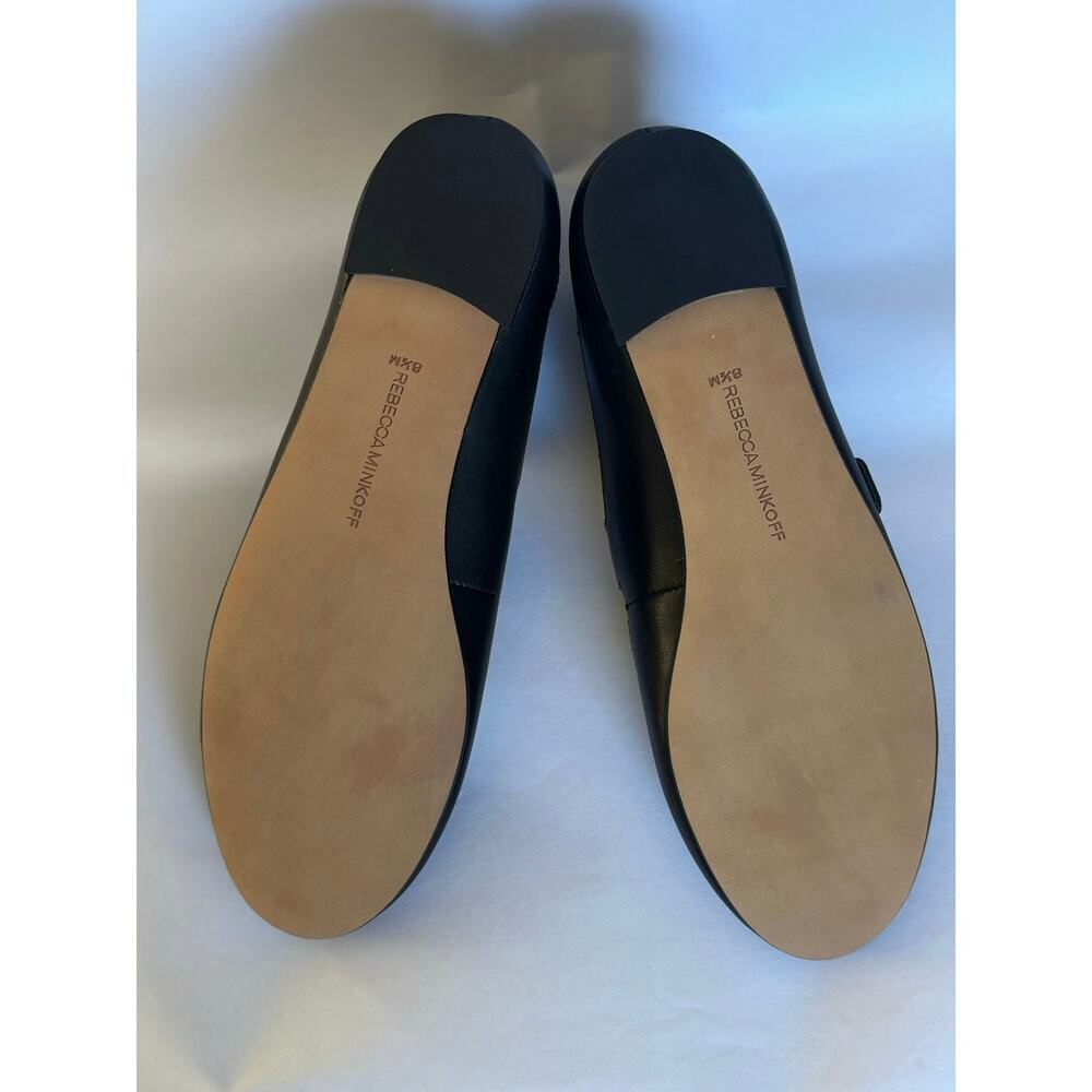 Rebecca Minkoff Black Leather Ankle-Strap Flats with Silver Eyelets - Picture 9 of 10